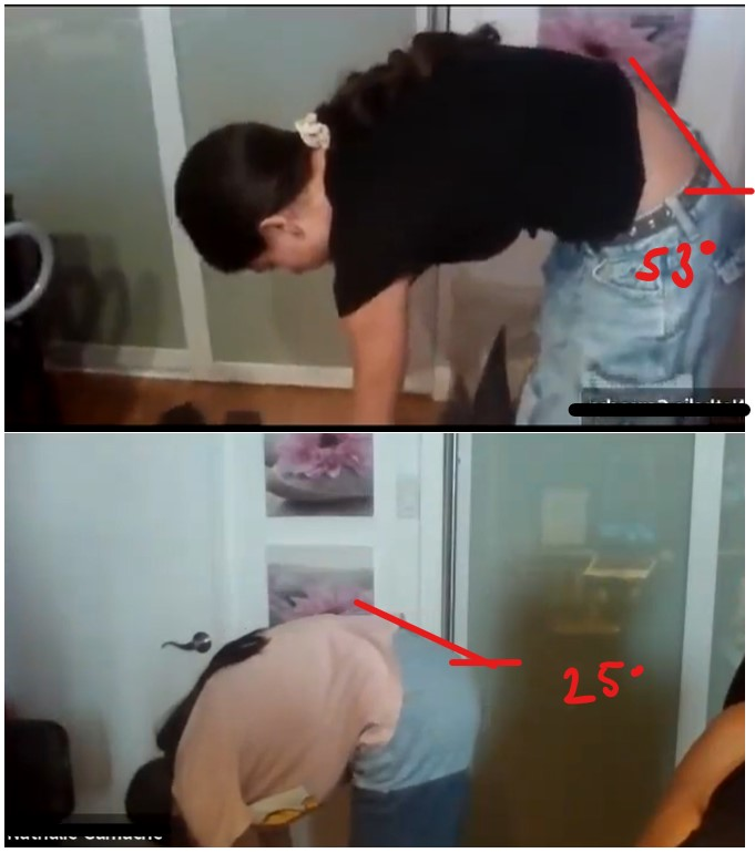 Comparaison anonyme avant et après d’une flexion vers l’avant